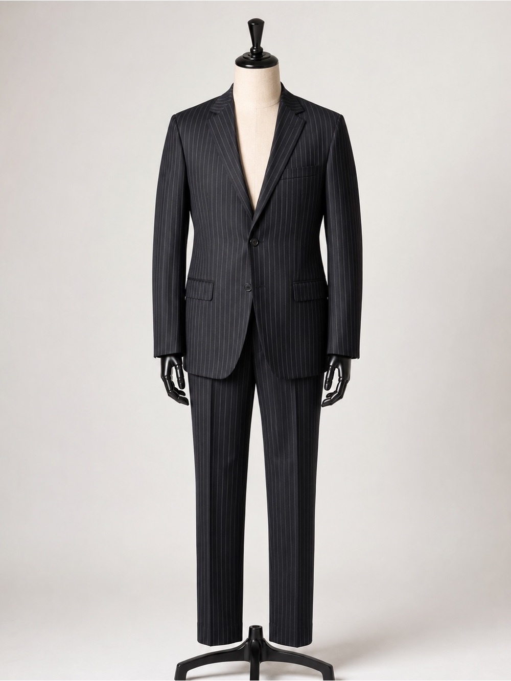 Versace Black Charcoal Pinstripe Suit Blazer & Trousers
